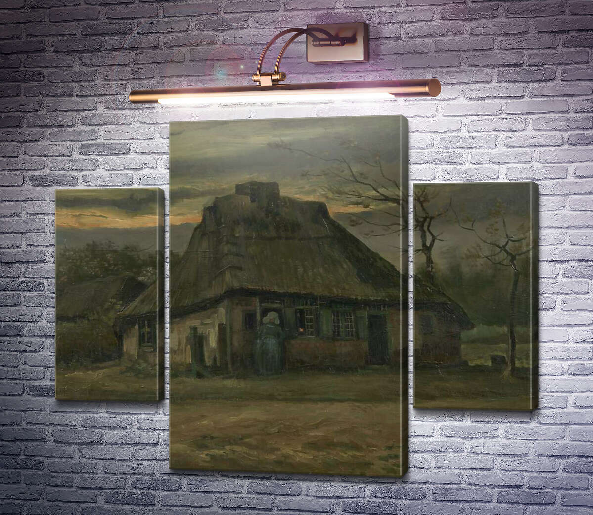 Модульна картина Солом'яна хатина в сутінках (Straw Hut at Dusk), 1885 (Модуль №5) Вінсент Ван Гог Модульна картина Солом'яна хатина в сутінках (Straw Hut at Dusk), 1885 (Модуль №5) Вінсент Ван Гог
