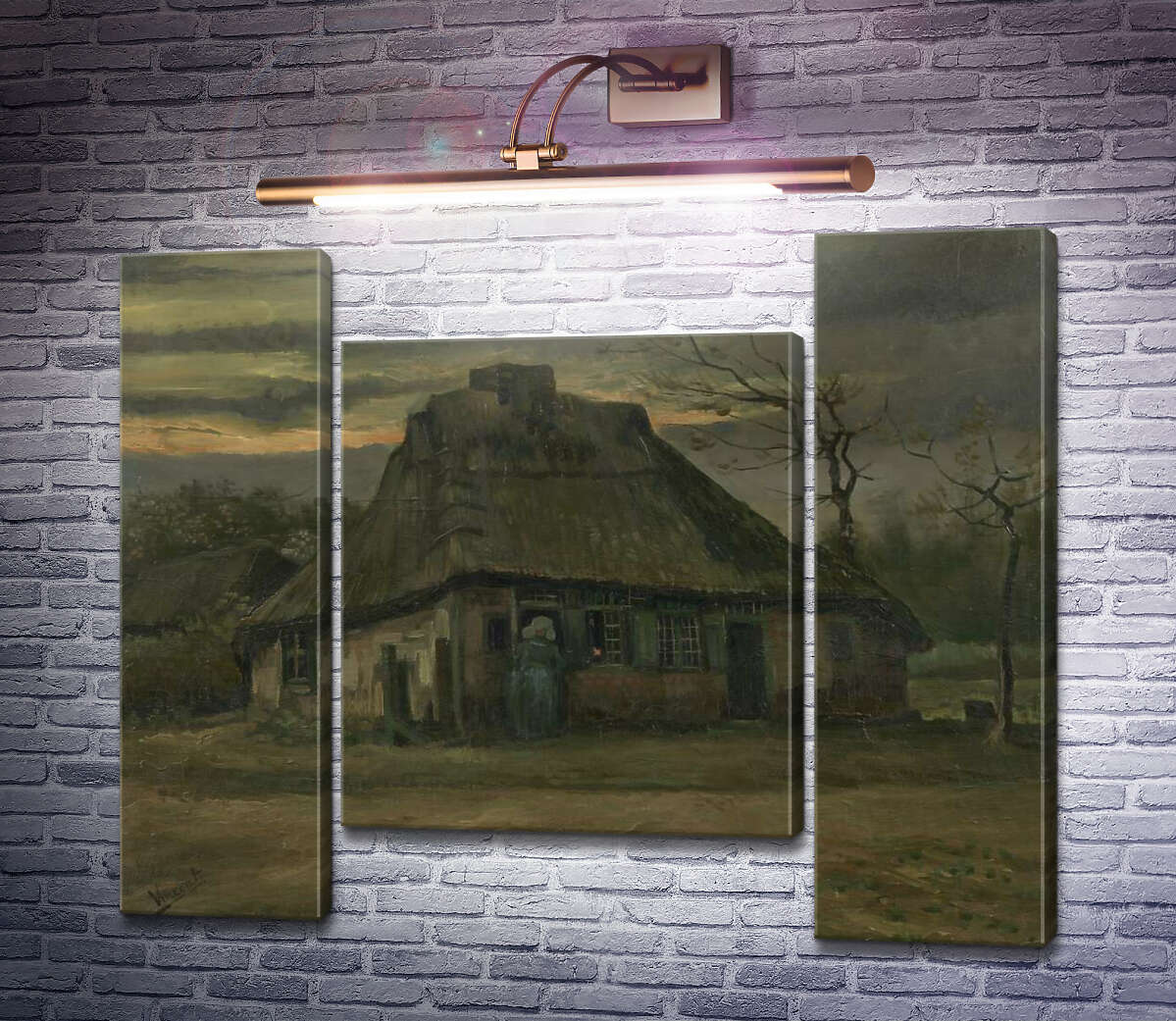 Модульна картина Солом'яна хатина в сутінках (Straw Hut at Dusk), 1885 (Модуль №11) Вінсент Ван Гог Модульна картина Солом'яна хатина в сутінках (Straw Hut at Dusk), 1885 (Модуль №11) Вінсент Ван Гог