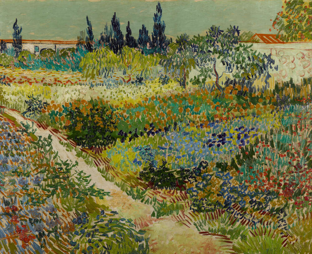 репродукція картина-постер  Сад з квітами (Garden with Flowers), 1888 Вінсент Ван Гог