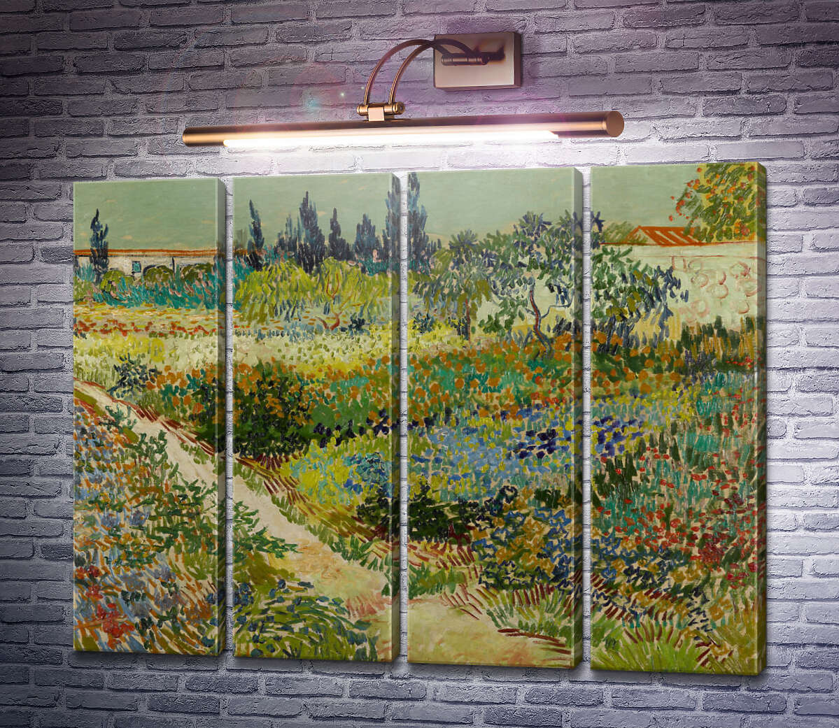 Модульная картина Сад с цветами (Garden with Flowers), 1888 (Модуль №24) Винсент Ван Гог