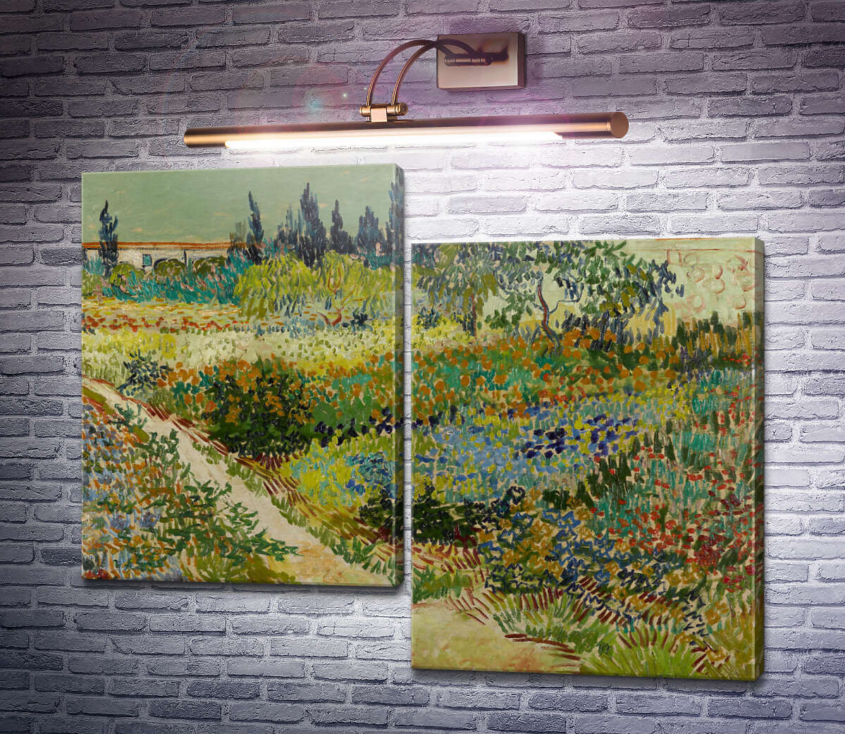 Модульная картина Сад с цветами (Garden with Flowers), 1888 (Модуль №9) Винсент Ван Гог
