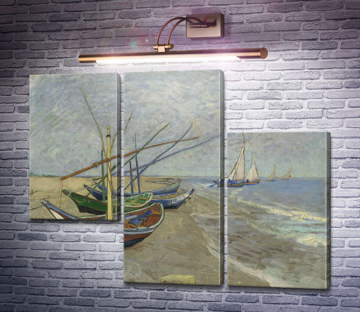 Модульная картина Рыбацкие лодки на пляже в Сан-Мари-де-ла-мер (Fishing Boats on the Beach at Les Saintes-Maries-de-la-Mer), 1888 (Модуль №13) Винсент Ван Гог