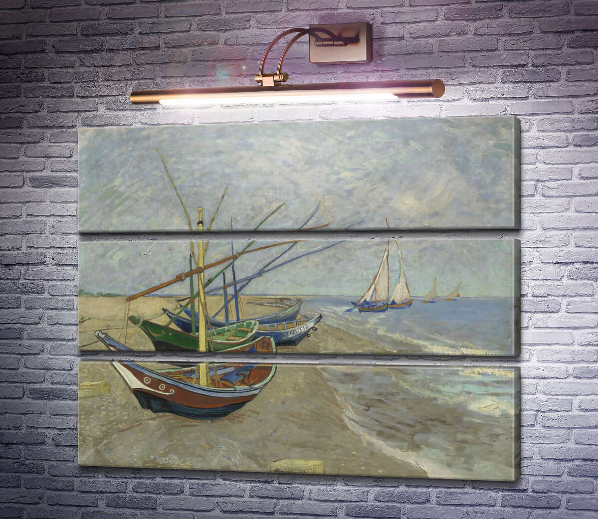 Модульная картина Рыбацкие лодки на пляже в Сан-Мари-де-ла-мер (Fishing Boats on the Beach at Les Saintes-Maries-de-la-Mer), 1888 (Модуль №15) Винсент Ван Гог