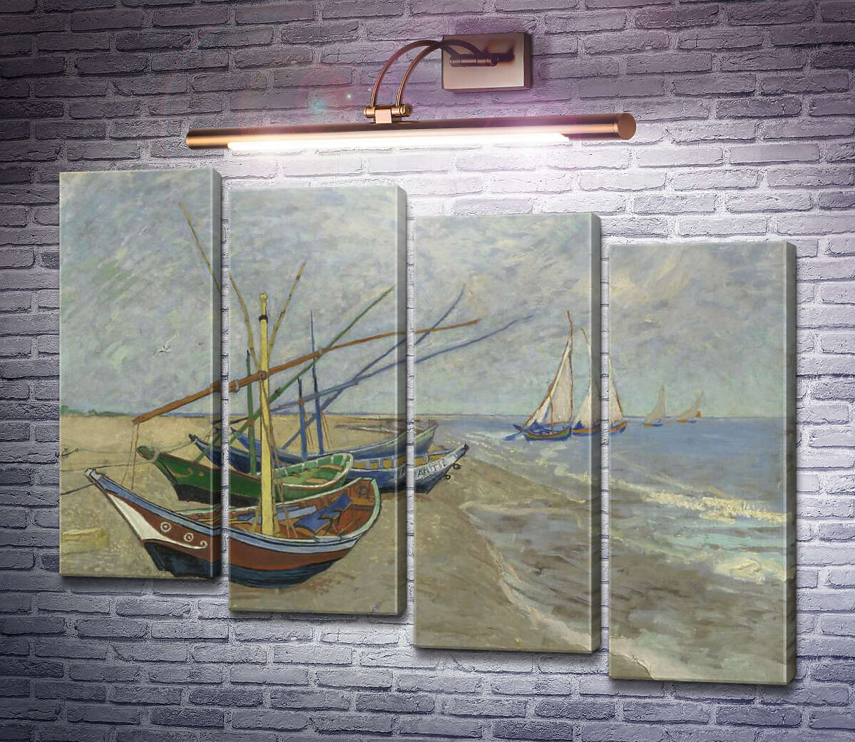 Модульна картина Рибальські човни на пляжі в Сан-Марі-де-ла-мер (Fishing Boats on the Beach at Les Saintes-Maries-de-la-Mer), 1888 (Модуль №19) Вінсент Ван Гог Модульна картина Рибальські човни на пляжі в Сан-Марі-де-ла-мер (Fishing Boats on the Beach at Les Saintes-Maries-de-la-Mer), 1888 (Модуль №19) Вінсент Ван Гог