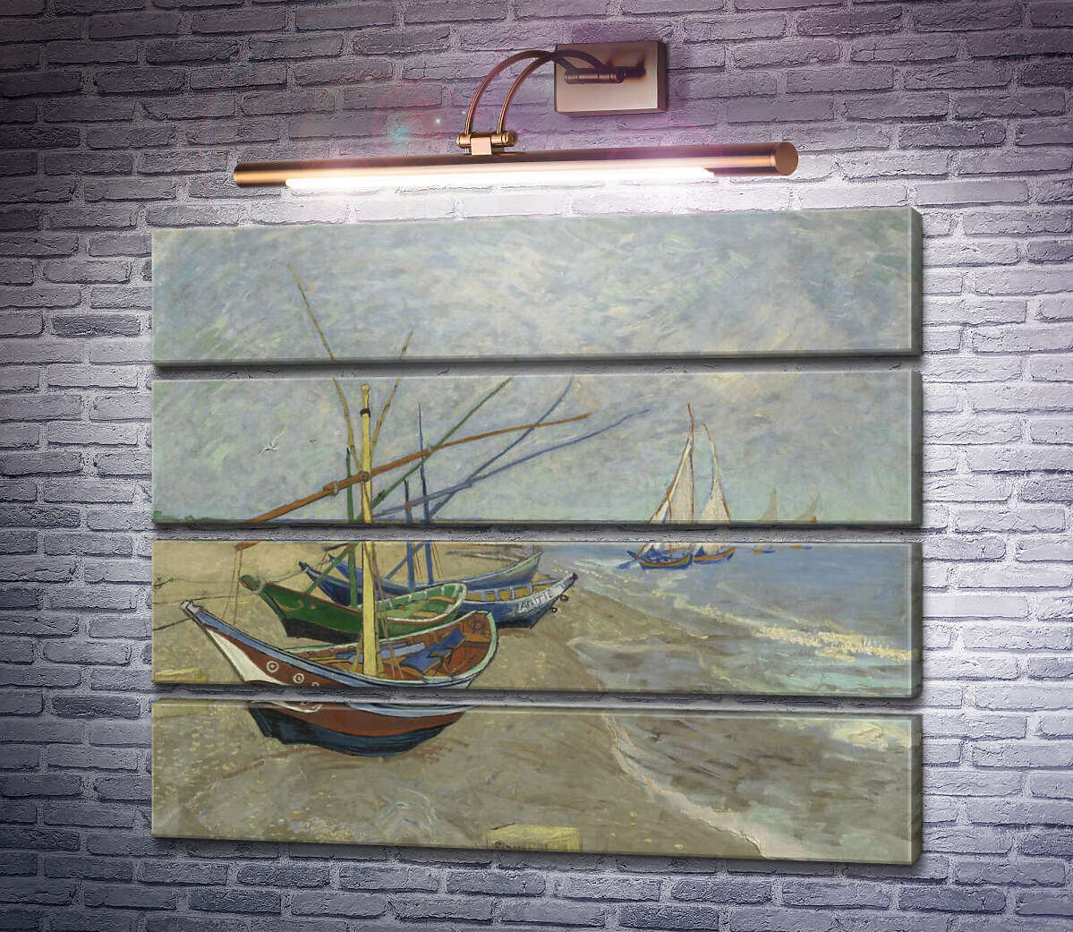 Модульная картина Рыбацкие лодки на пляже в Сан-Мари-де-ла-мер (Fishing Boats on the Beach at Les Saintes-Maries-de-la-Mer), 1888 (Модуль №22) Винсент Ван Гог