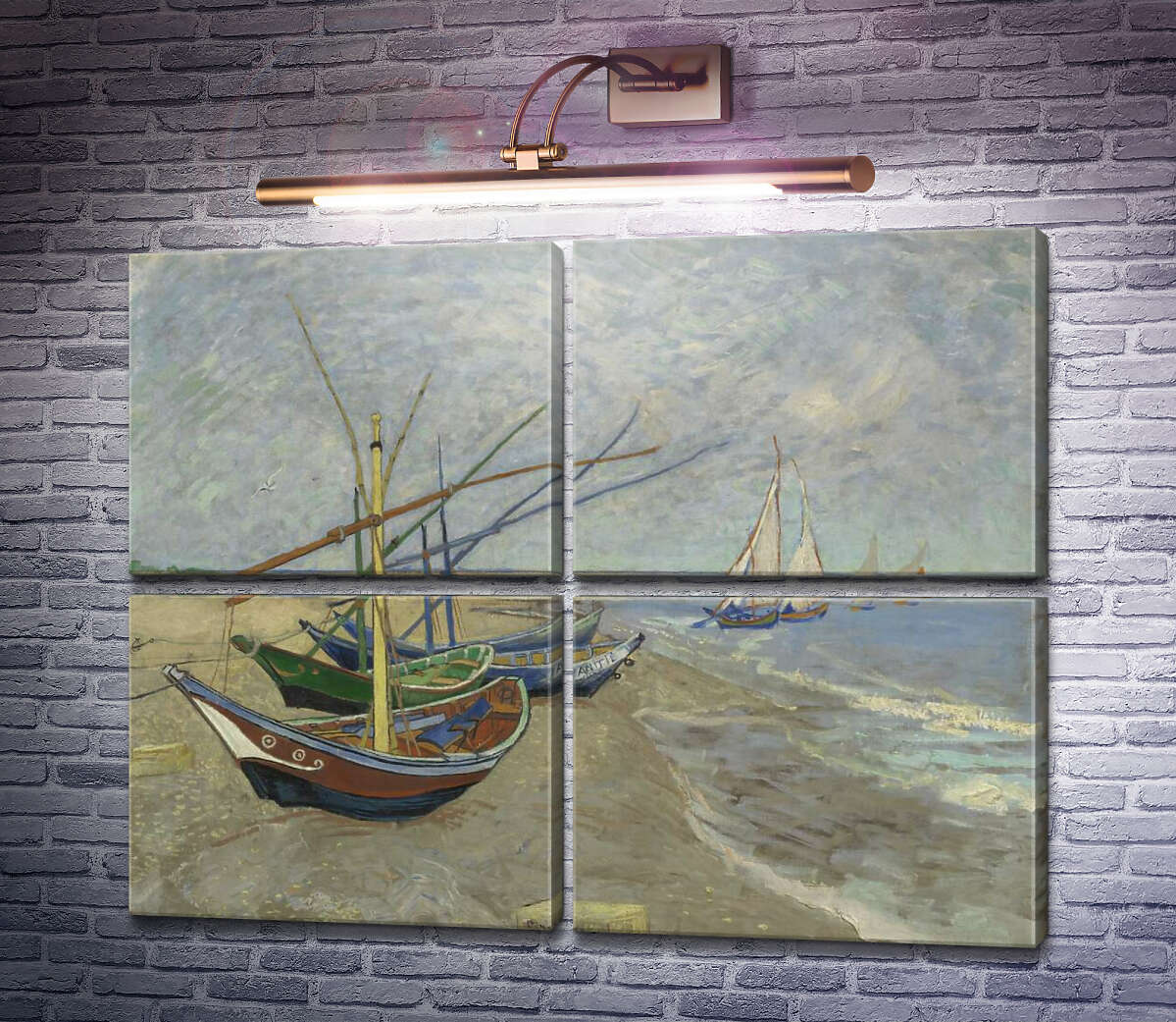 Модульна картина Рибальські човни на пляжі в Сан-Марі-де-ла-мер (Fishing Boats on the Beach at Les Saintes-Maries-de-la-Mer), 1888 (Модуль №25) Вінсент Ван Гог Модульна картина Рибальські човни на пляжі в Сан-Марі-де-ла-мер (Fishing Boats on the Beach at Les Saintes-Maries-de-la-Mer), 1888 (Модуль №25) Вінсент Ван Гог