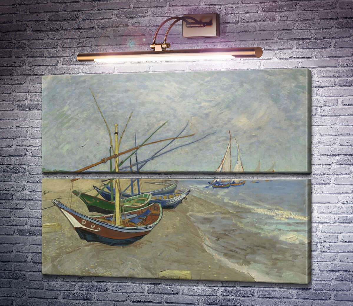 Модульная картина Рыбацкие лодки на пляже в Сан-Мари-де-ла-мер (Fishing Boats on the Beach at Les Saintes-Maries-de-la-Mer), 1888 (Модуль №7) Винсент Ван Гог Модульная картина Рыбацкие лодки на пляже в Сан-Мари-де-ла-мер (Fishing Boats on the Beach at Les Saintes-Maries-de-la-Mer), 1888 (Модуль №7) Винсент Ван Гог