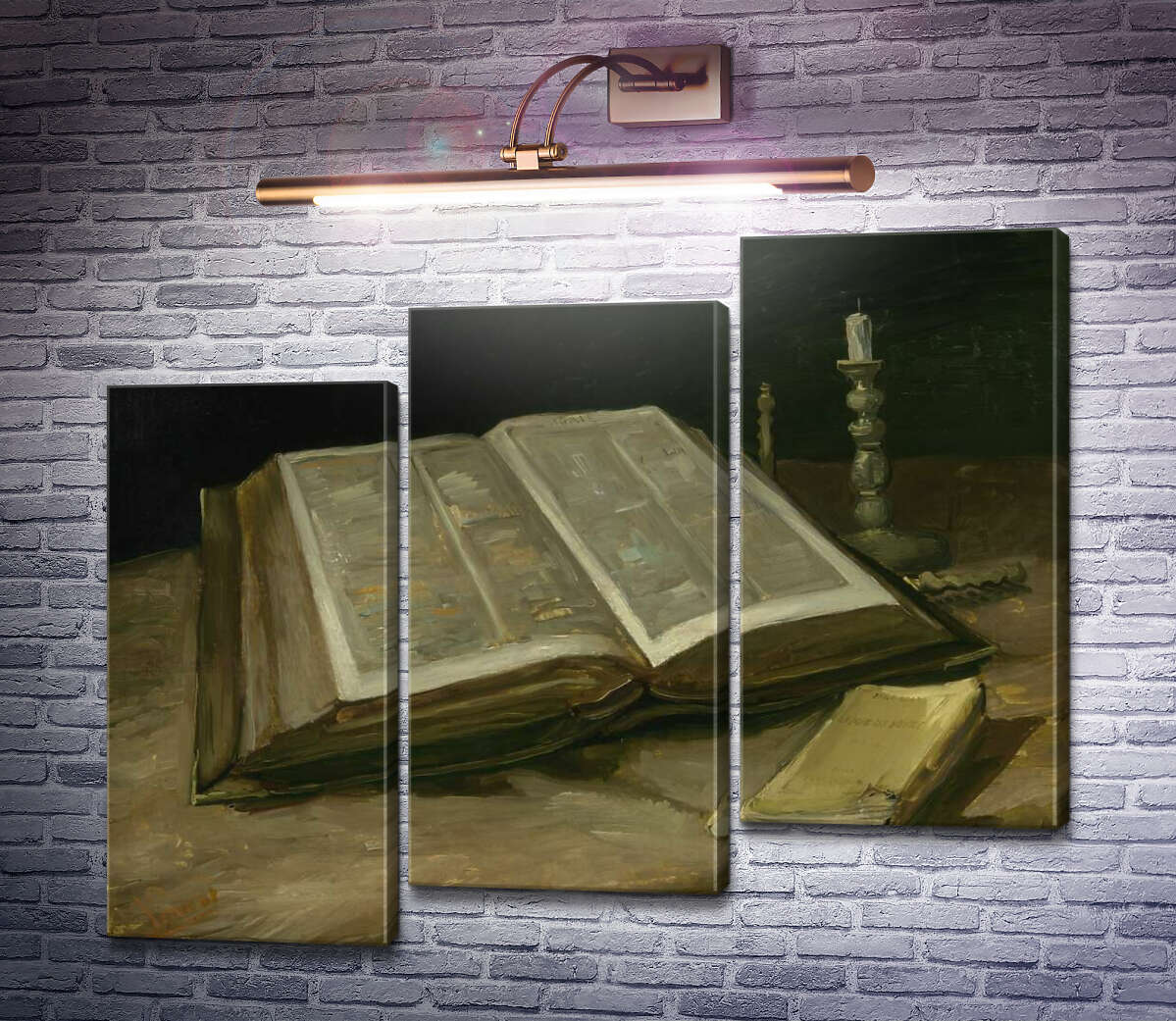 Модульна картина Натюрморт з біблією (Still Life with Bible), 1885 (Модуль №14) Вінсент Ван Гог Модульна картина Натюрморт з біблією (Still Life with Bible), 1885 (Модуль №14) Вінсент Ван Гог