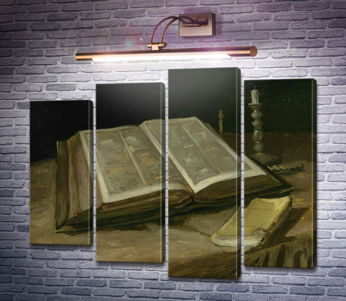 Модульная картина Натюрморт с библией (Still Life with Bible), 1885 (Модуль №3) Винсент Ван Гог Модульная картина Натюрморт с библией (Still Life with Bible), 1885 (Модуль №3) Винсент Ван Гог