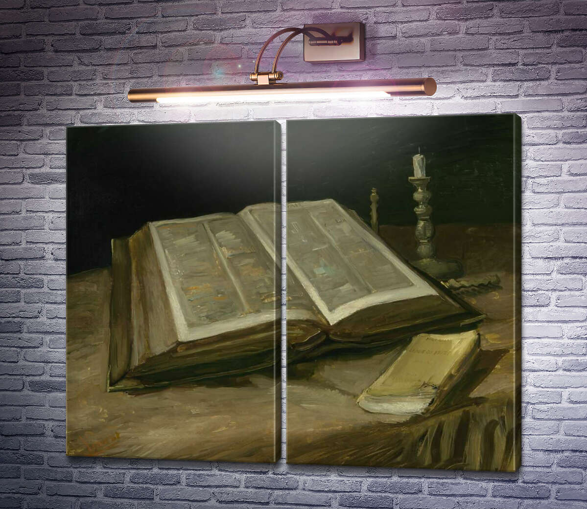 Модульная картина Натюрморт с библией (Still Life with Bible), 1885 (Модуль №6) Винсент Ван Гог Модульная картина Натюрморт с библией (Still Life with Bible), 1885 (Модуль №6) Винсент Ван Гог