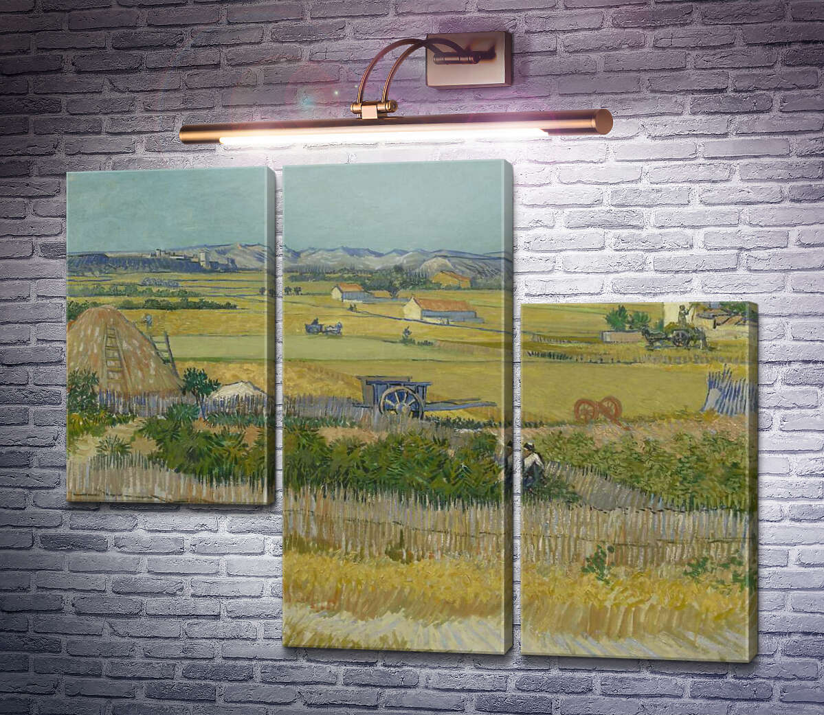 Модульна картина Збір врожаю в Ла Кро з Монтмажор на задньому плані (Harvest Landscape with Blue Cart), 1888 (Модуль №13) Вінсент Ван Гог Модульна картина Збір врожаю в Ла Кро з Монтмажор на задньому плані (Harvest Landscape with Blue Cart), 1888 (Модуль №13) Вінсент Ван Гог