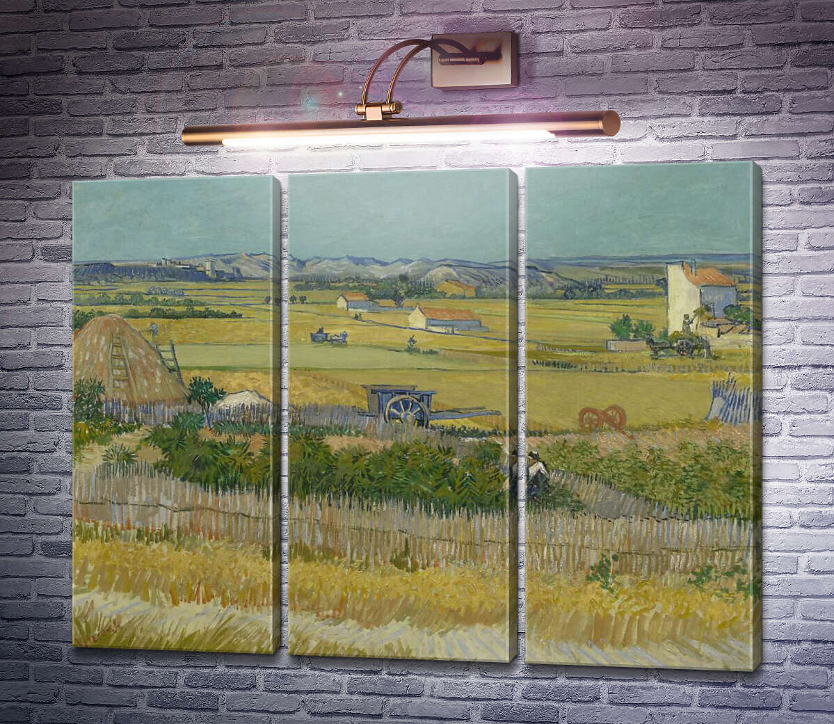 Модульная картина Сбор урожая в Ла Кро с Монтмажор на заднем плане (Harvest Landscape with Blue Cart), 1888 (Модуль №2) Винсент Ван Гог Модульная картина Сбор урожая в Ла Кро с Монтмажор на заднем плане (Harvest Landscape with Blue Cart), 1888 (Модуль №2) Винсент Ван Гог