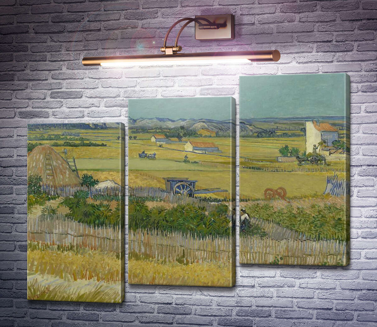 Модульная картина Сбор урожая в Ла Кро с Монтмажор на заднем плане (Harvest Landscape with Blue Cart), 1888 (Модуль №14) Винсент Ван Гог