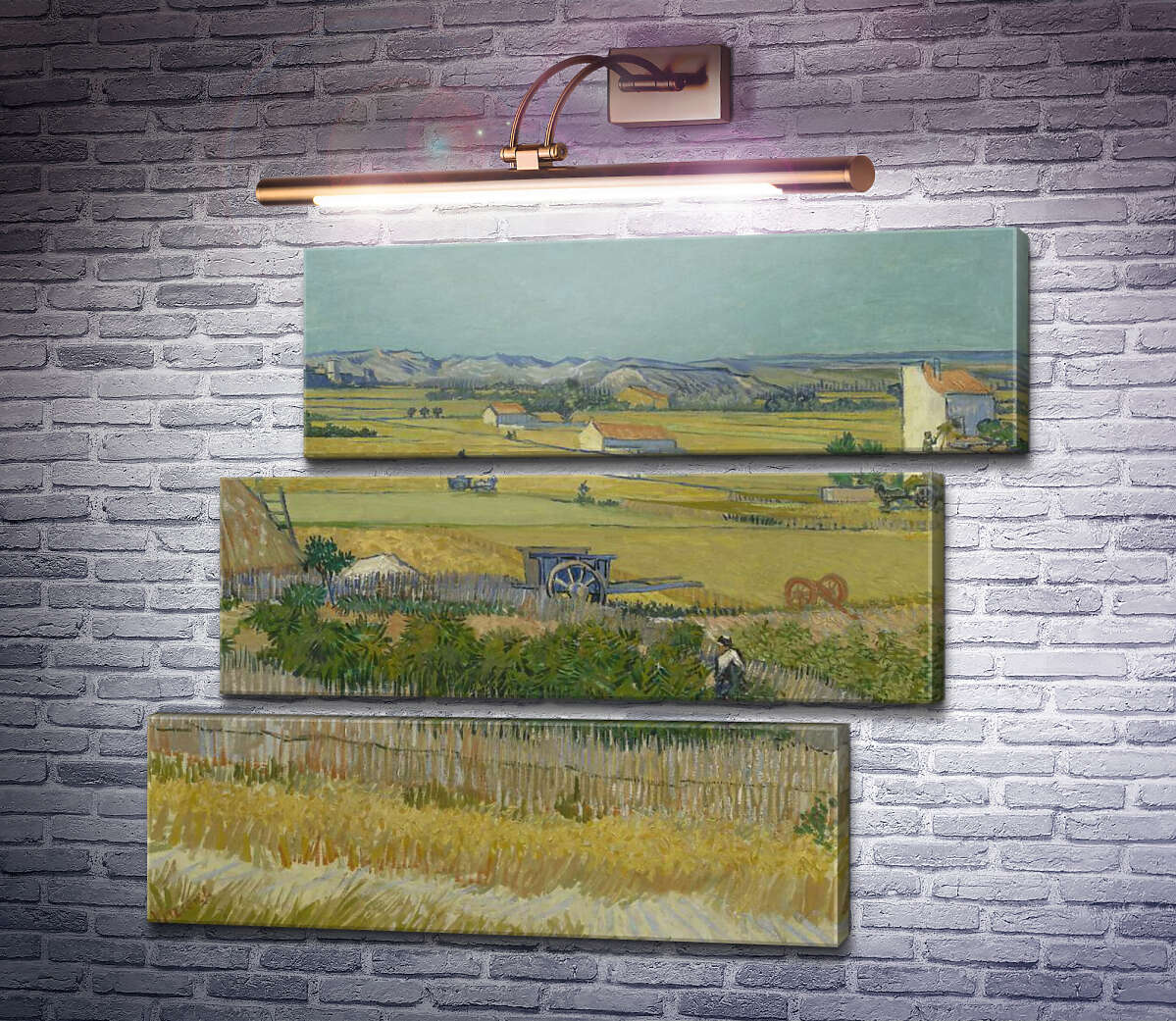 Модульная картина Сбор урожая в Ла Кро с Монтмажор на заднем плане (Harvest Landscape with Blue Cart), 1888 (Модуль №17) Винсент Ван Гог
