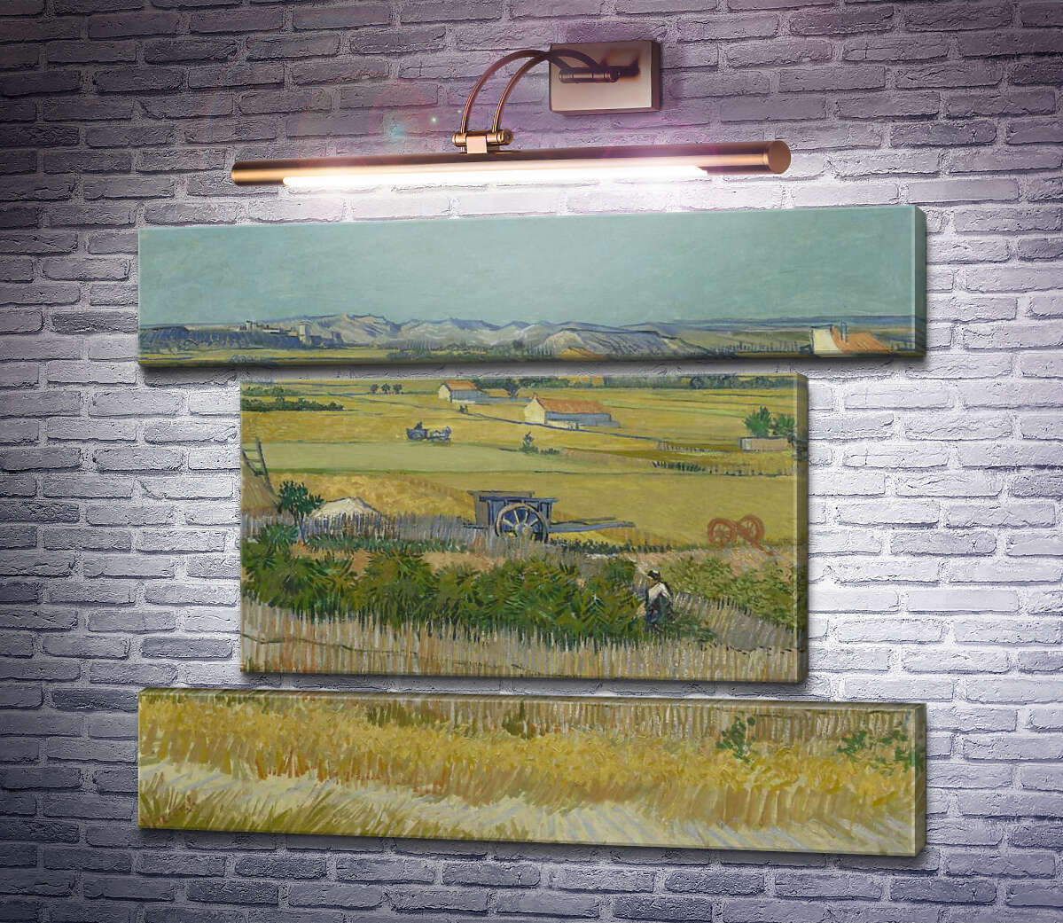 Модульна картина Збір врожаю в Ла Кро з Монтмажор на задньому плані (Harvest Landscape with Blue Cart), 1888 (Модуль №18) Вінсент Ван Гог