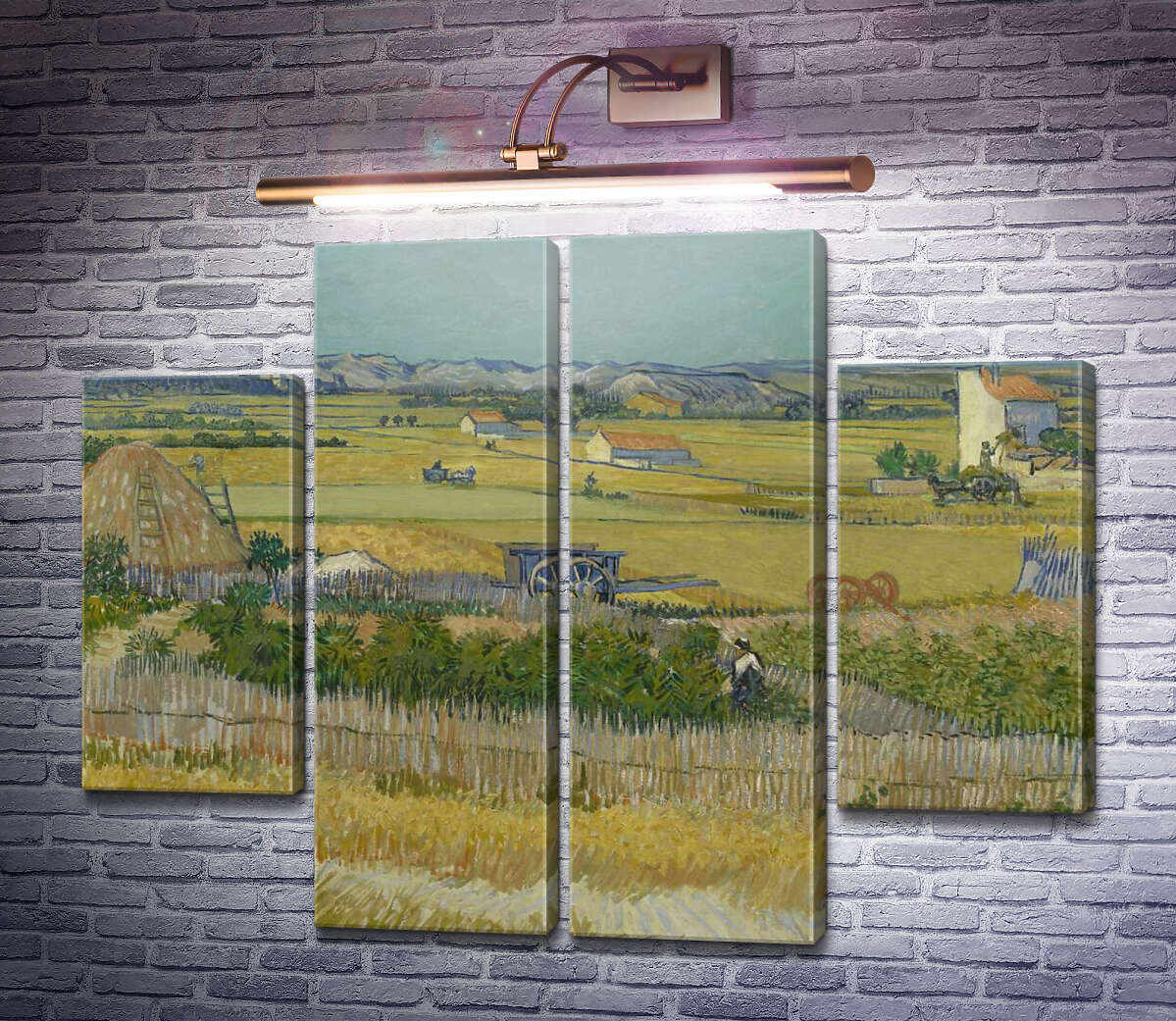 Модульная картина Сбор урожая в Ла Кро с Монтмажор на заднем плане (Harvest Landscape with Blue Cart), 1888 (Модуль №20) Винсент Ван Гог Модульная картина Сбор урожая в Ла Кро с Монтмажор на заднем плане (Harvest Landscape with Blue Cart), 1888 (Модуль №20) Винсент Ван Гог