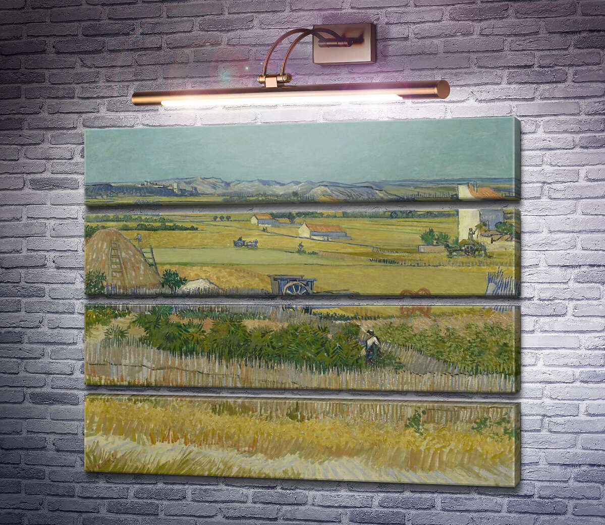 Модульная картина Сбор урожая в Ла Кро с Монтмажор на заднем плане (Harvest Landscape with Blue Cart), 1888 (Модуль №22) Винсент Ван Гог