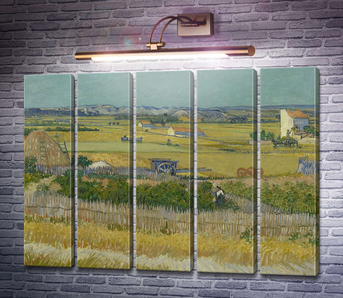 Модульная картина Сбор урожая в Ла Кро с Монтмажор на заднем плане (Harvest Landscape with Blue Cart), 1888 (Модуль №26) Винсент Ван Гог Модульная картина Сбор урожая в Ла Кро с Монтмажор на заднем плане (Harvest Landscape with Blue Cart), 1888 (Модуль №26) Винсент Ван Гог