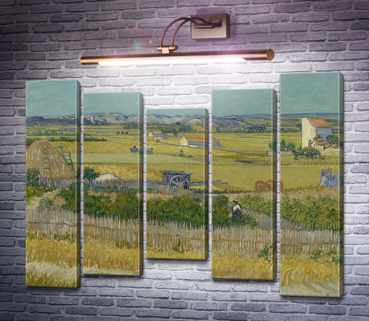Модульная картина Сбор урожая в Ла Кро с Монтмажор на заднем плане (Harvest Landscape with Blue Cart), 1888 (Модуль №27) Винсент Ван Гог Модульная картина Сбор урожая в Ла Кро с Монтмажор на заднем плане (Harvest Landscape with Blue Cart), 1888 (Модуль №27) Винсент Ван Гог