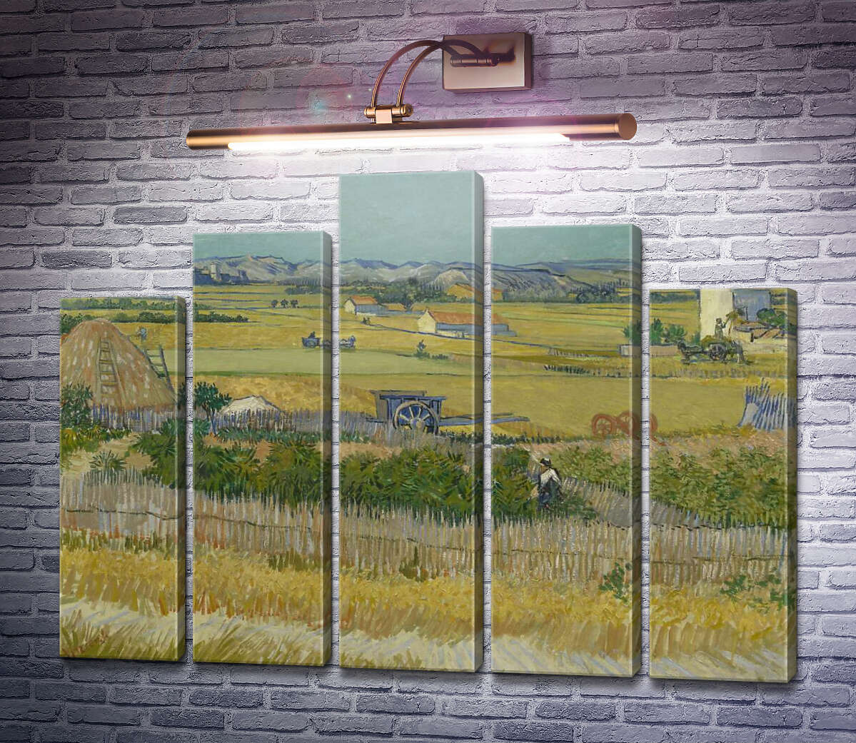 Модульна картина Збір врожаю в Ла Кро з Монтмажор на задньому плані (Harvest Landscape with Blue Cart), 1888 (Модуль №29) Вінсент Ван Гог Модульна картина Збір врожаю в Ла Кро з Монтмажор на задньому плані (Harvest Landscape with Blue Cart), 1888 (Модуль №29) Вінсент Ван Гог