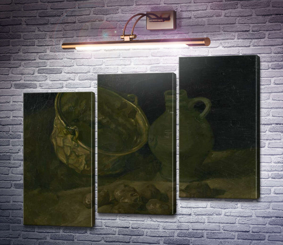 Модульная картина Натюрморт с медным котелком и кувшином (Still Life with Brass Cauldron and Jug), 1885 (Модуль №14) Винсент Ван Гог