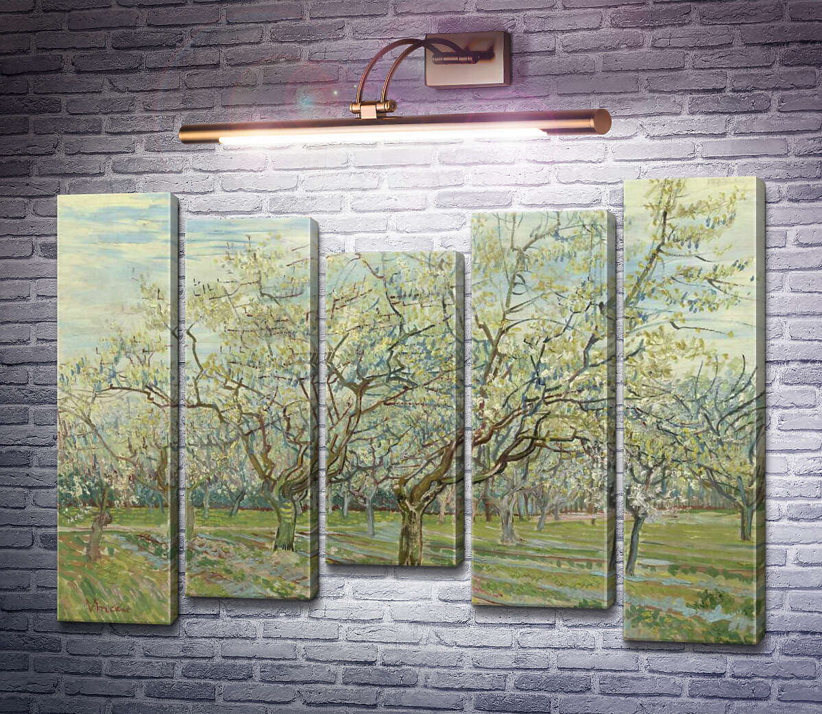 Модульная картина Фруктовый сад с цветущими сливами (Orchard with Blossoming Plum Trees), 1888 (Модуль №27) Винсент Ван Гог Модульная картина Фруктовый сад с цветущими сливами (Orchard with Blossoming Plum Trees), 1888 (Модуль №27) Винсент Ван Гог