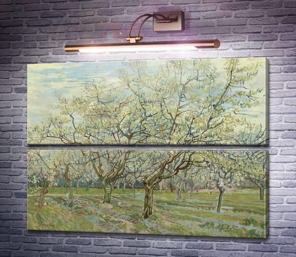 Модульная картина Фруктовый сад с цветущими сливами (Orchard with Blossoming Plum Trees), 1888 (Модуль №7) Винсент Ван Гог Модульная картина Фруктовый сад с цветущими сливами (Orchard with Blossoming Plum Trees), 1888 (Модуль №7) Винсент Ван Гог