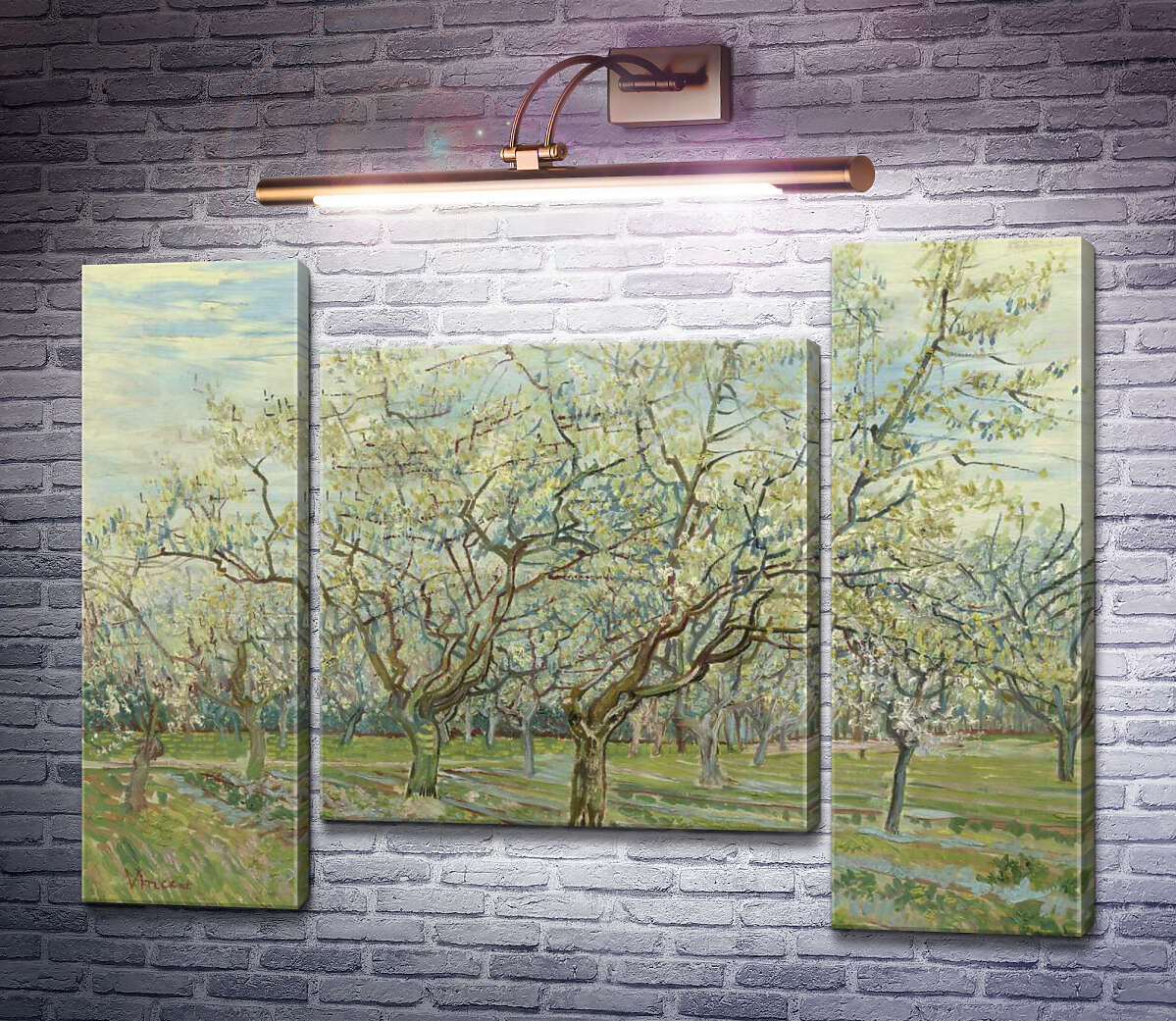 Модульна картина Фруктовий сад з квітучими сливами (Orchard with Blossoming Plum Trees), 1888 (Модуль №11) Вінсент Ван Гог Модульна картина Фруктовий сад з квітучими сливами (Orchard with Blossoming Plum Trees), 1888 (Модуль №11) Вінсент Ван Гог