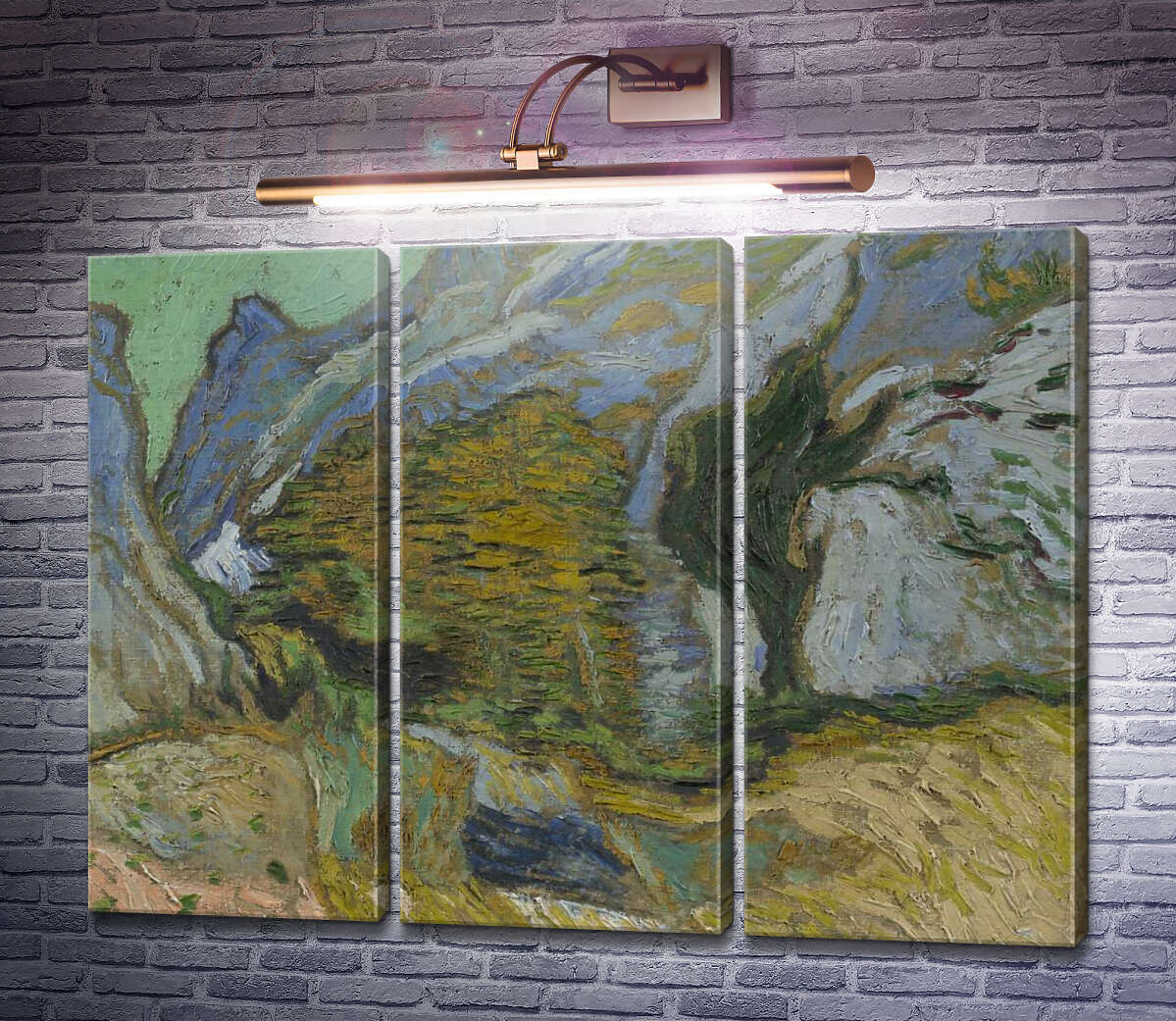 Модульная картина Овраг с небольшим ручьем (Ravine with a Small Stream), 1889 (Модуль №2) Винсент Ван Гог