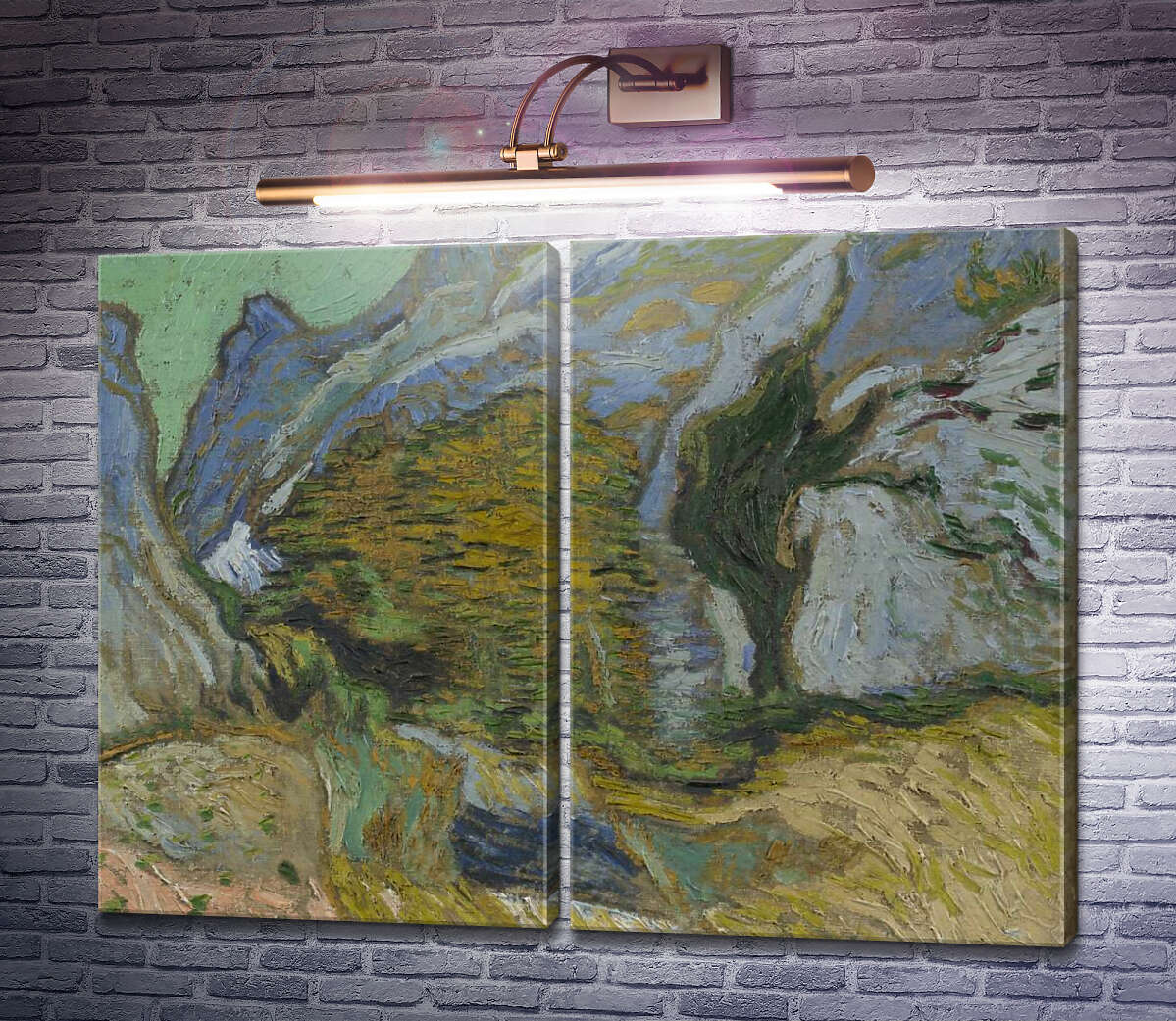 Модульная картина Овраг с небольшим ручьем (Ravine with a Small Stream), 1889 Винсент Ван Гог