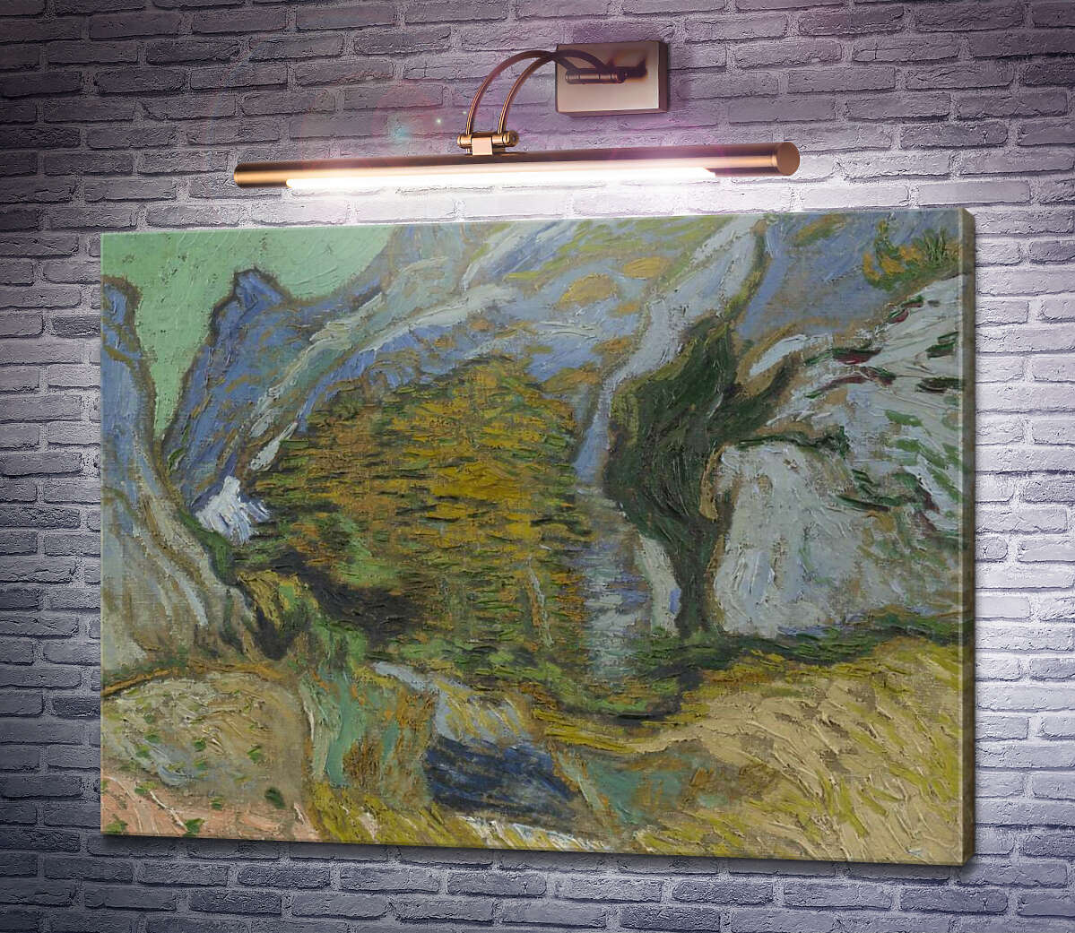 Картина Овраг с небольшим ручьем (Ravine with a Small Stream), 1889 Винсент Ван Гог
