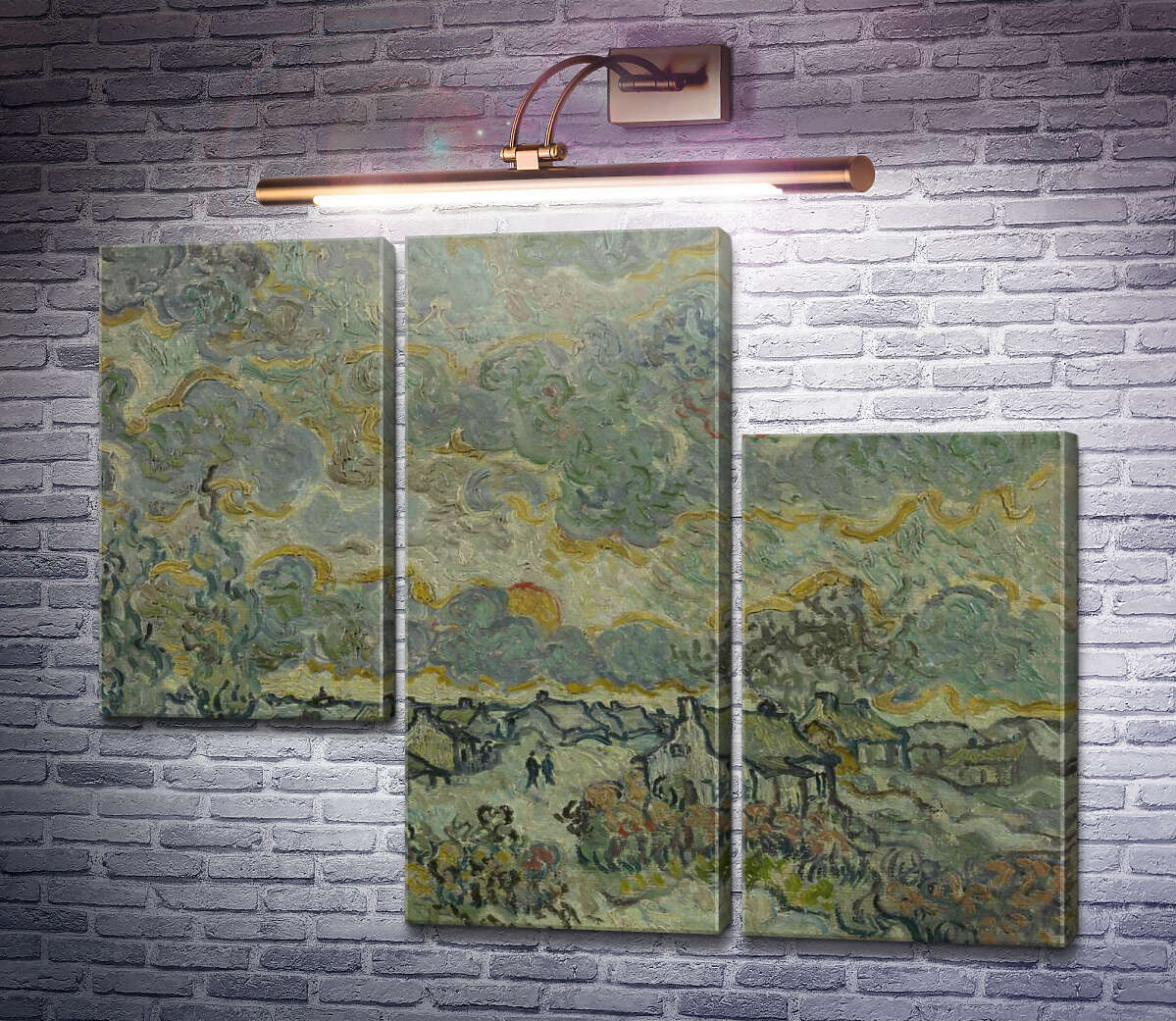 Модульна картина Котеджі і кипариси, спогади про північ (Cottages and Cypresses, Reminiscence of the North), 1890 (Модуль №13) Вінсент Ван Гог
