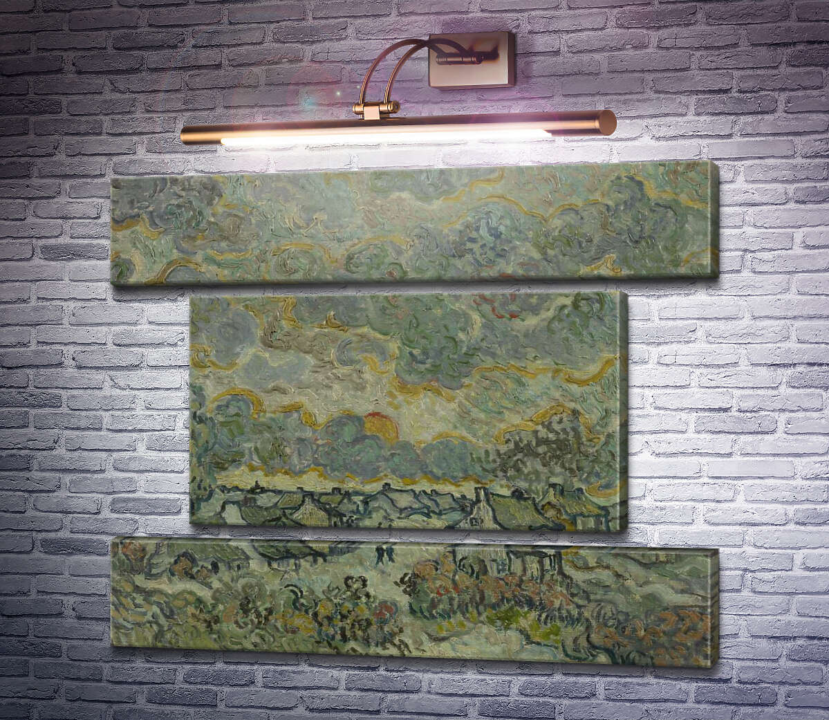 Модульна картина Котеджі і кипариси, спогади про північ (Cottages and Cypresses, Reminiscence of the North), 1890 (Модуль №18) Вінсент Ван Гог