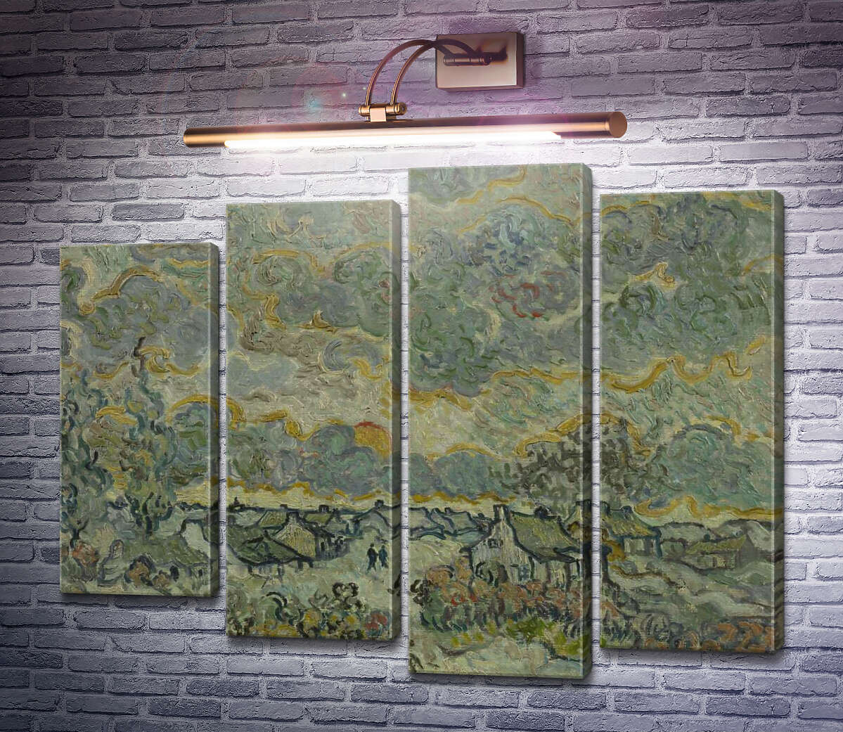 Модульна картина Котеджі і кипариси, спогади про північ (Cottages and Cypresses, Reminiscence of the North), 1890 (Модуль №3) Вінсент Ван Гог