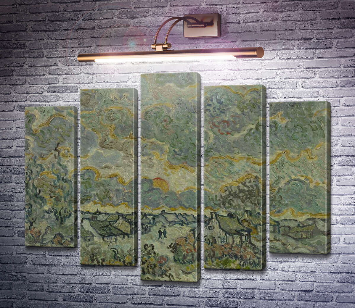Модульна картина Котеджі і кипариси, спогади про північ (Cottages and Cypresses, Reminiscence of the North), 1890 (Модуль №4) Вінсент Ван Гог