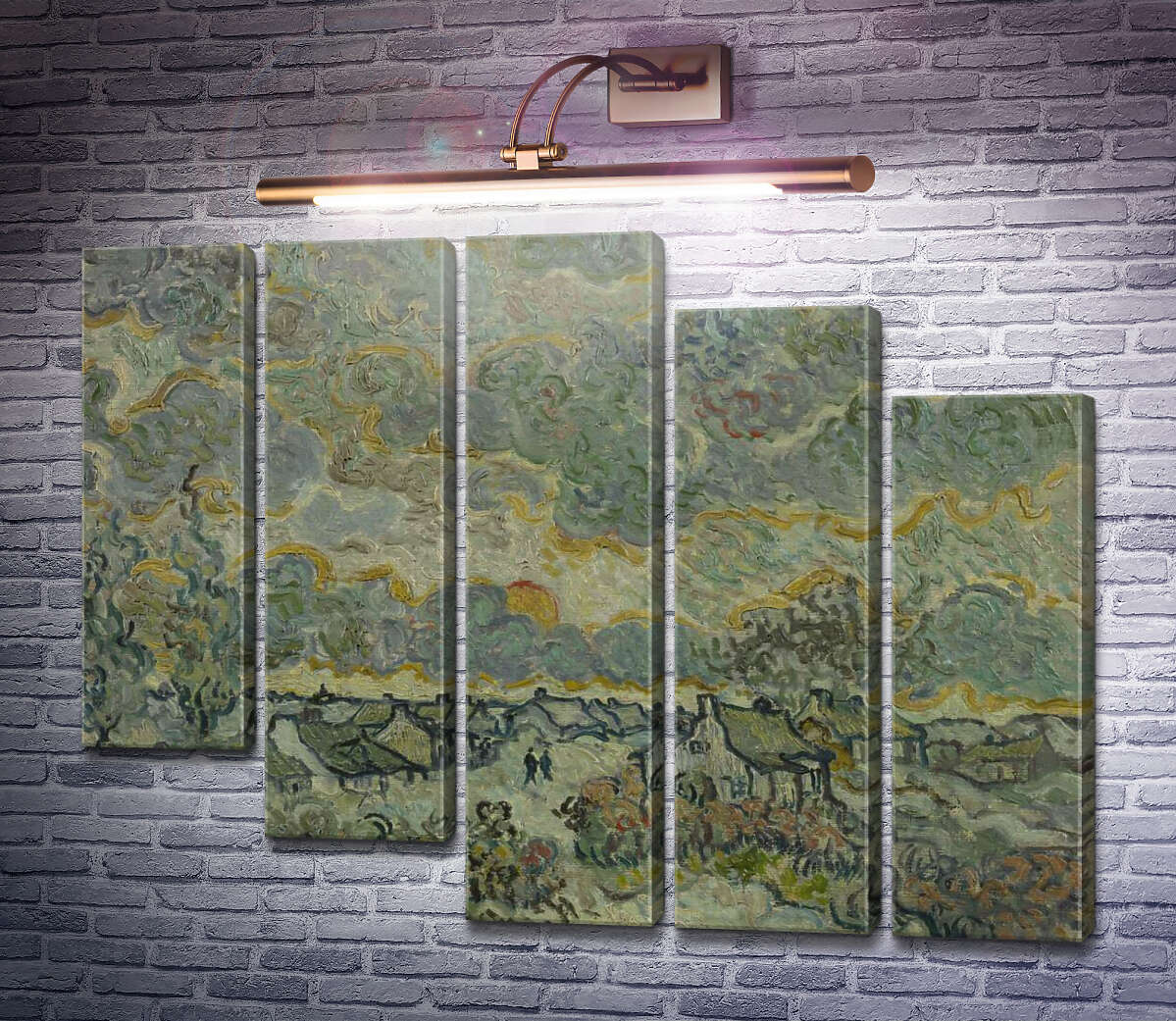 Модульная картина Коттеджи и кипарисы, воспоминания о севере (Cottages and Cypresses, Reminiscence of the North), 1890 (Модуль №28) Винсент Ван Гог