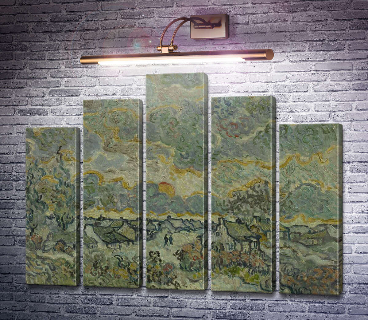 Модульная картина Коттеджи и кипарисы, воспоминания о севере (Cottages and Cypresses, Reminiscence of the North), 1890 (Модуль №29) Винсент Ван Гог