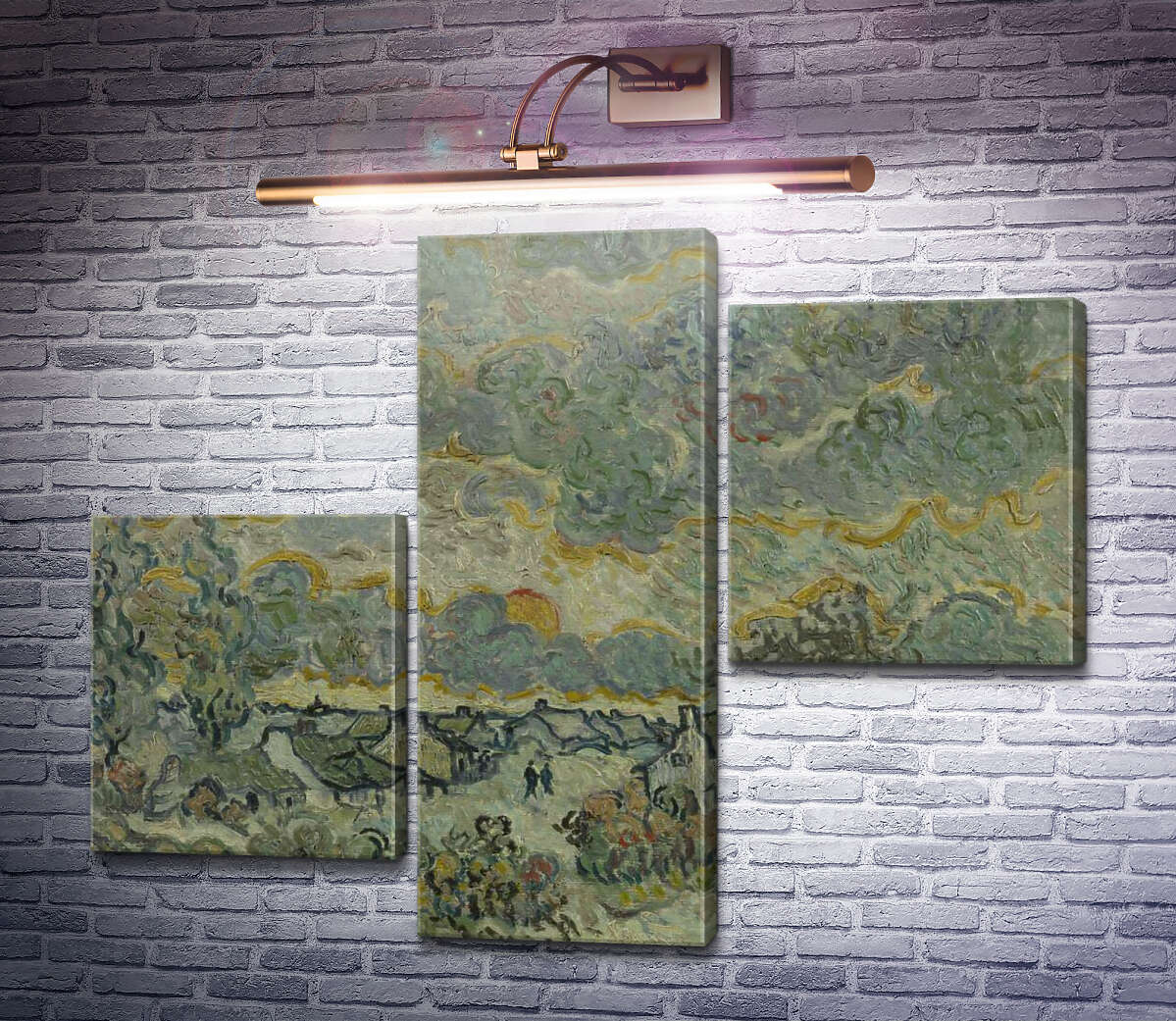 Модульна картина Котеджі і кипариси, спогади про північ (Cottages and Cypresses, Reminiscence of the North), 1890 (Модуль №12) Вінсент Ван Гог