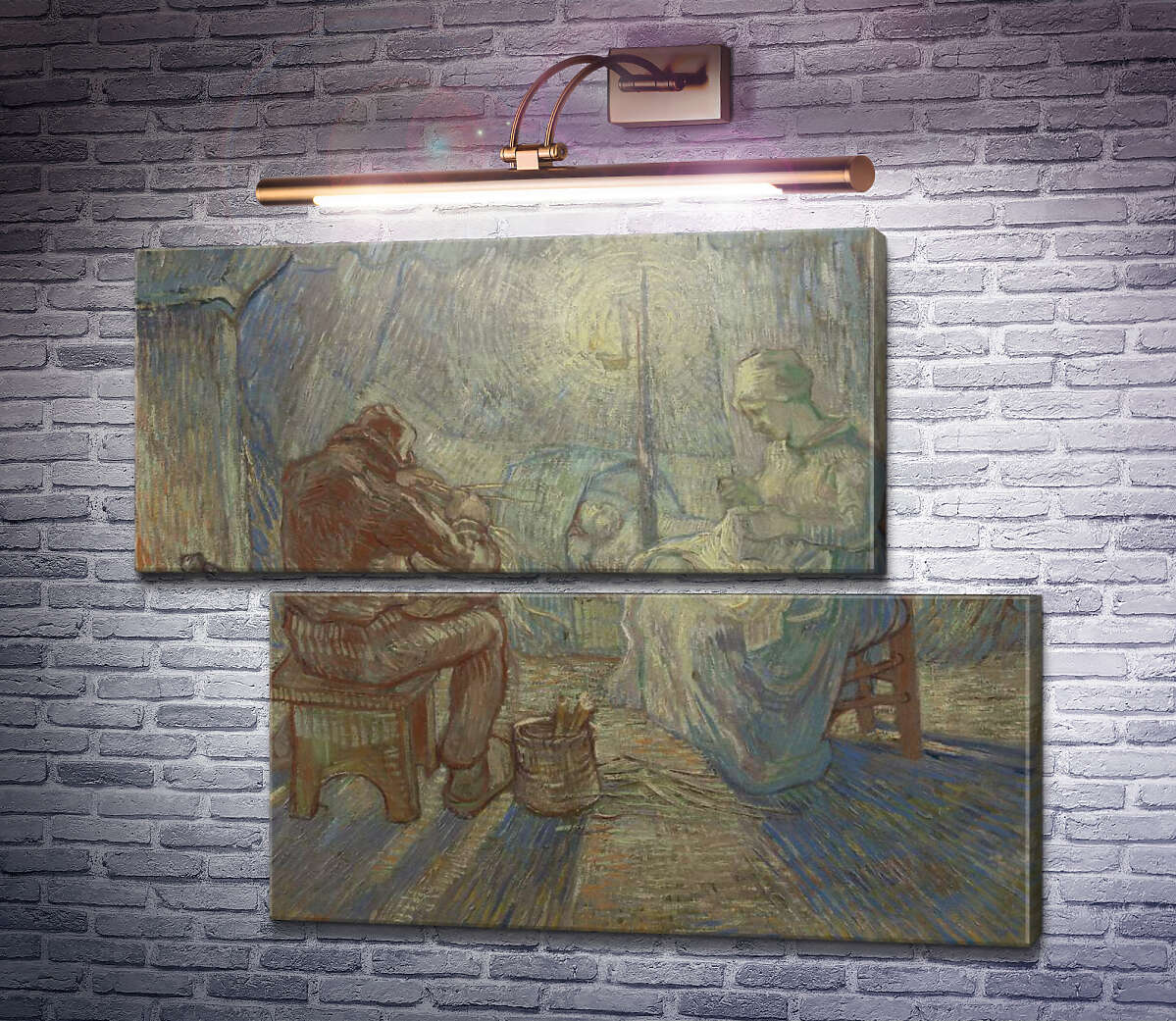 Модульная картина Вечер (по мотивам Милле) (Evening), 1889 (Модуль №8) Винсент Ван Гог