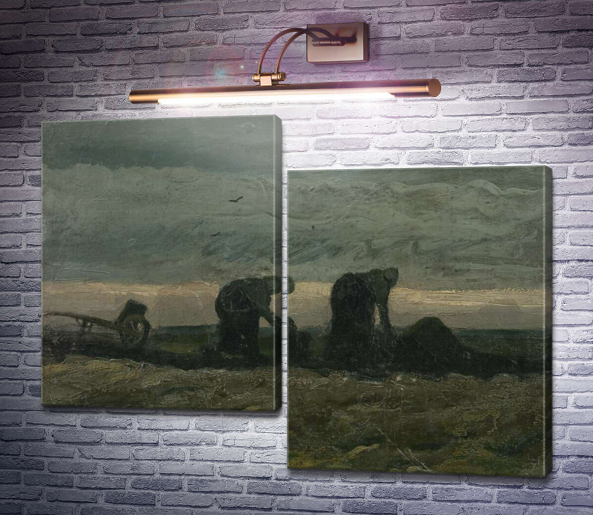 Модульная картина Две женщины на пустоши, 1883 (Модуль №9) Винсент Ван Гог