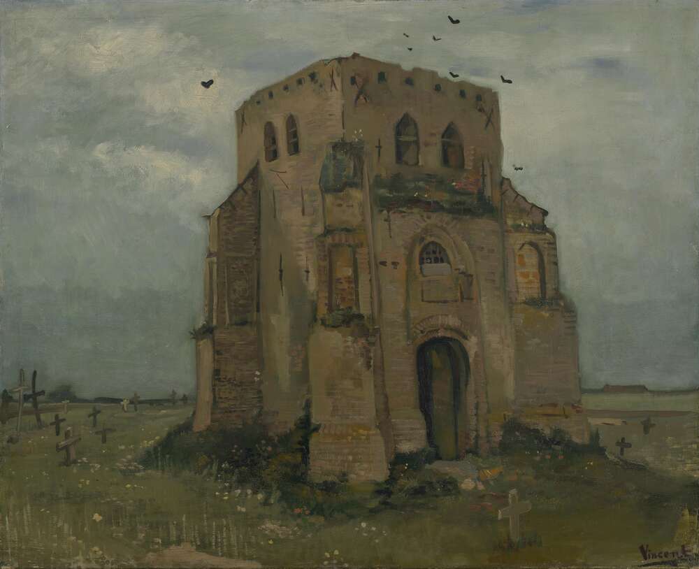 репродукция картина-постер  Старая церковная башня в Нюэнене (Country Churchyard and Old Church Tower), 1885 Винсент Ван Гог