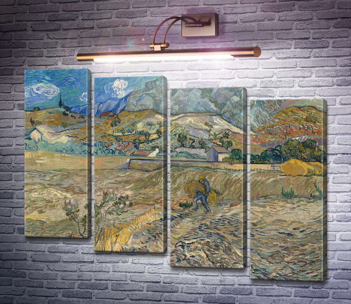 Модульна картина Пейзаж в Сен-Ремі (Landscape at Saint-Remy), 1889 (Модуль №19) Вінсент Ван Гог