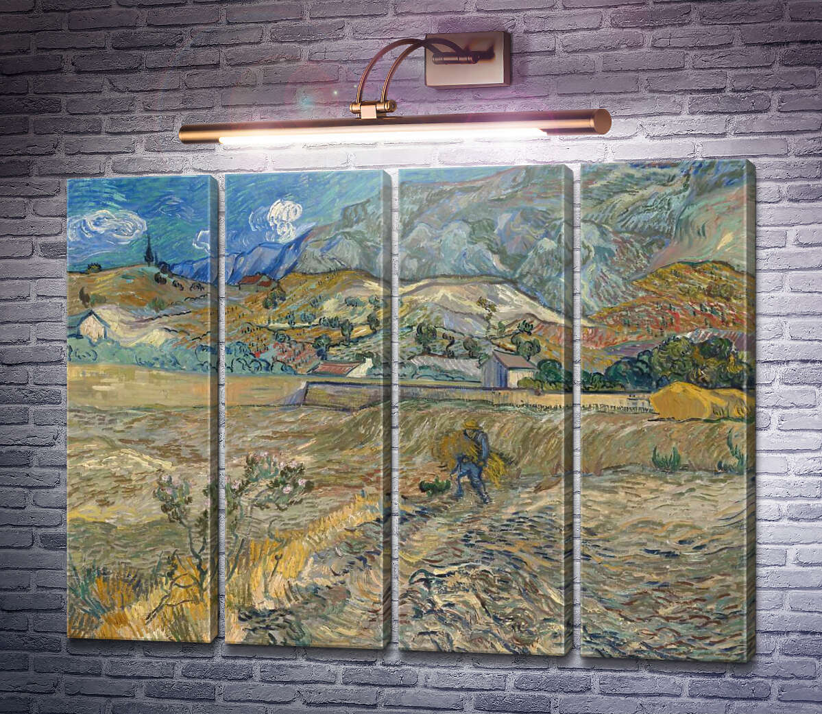 Модульная картина Пейзаж в Сен-Реми (Landscape at Saint-Remy), 1889 (Модуль №24) Винсент Ван Гог