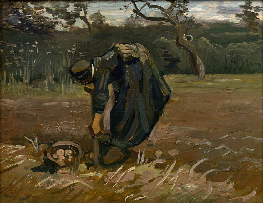 репродукція картина-постер  Селянка викопує картоплю Вінсент Ван Гог