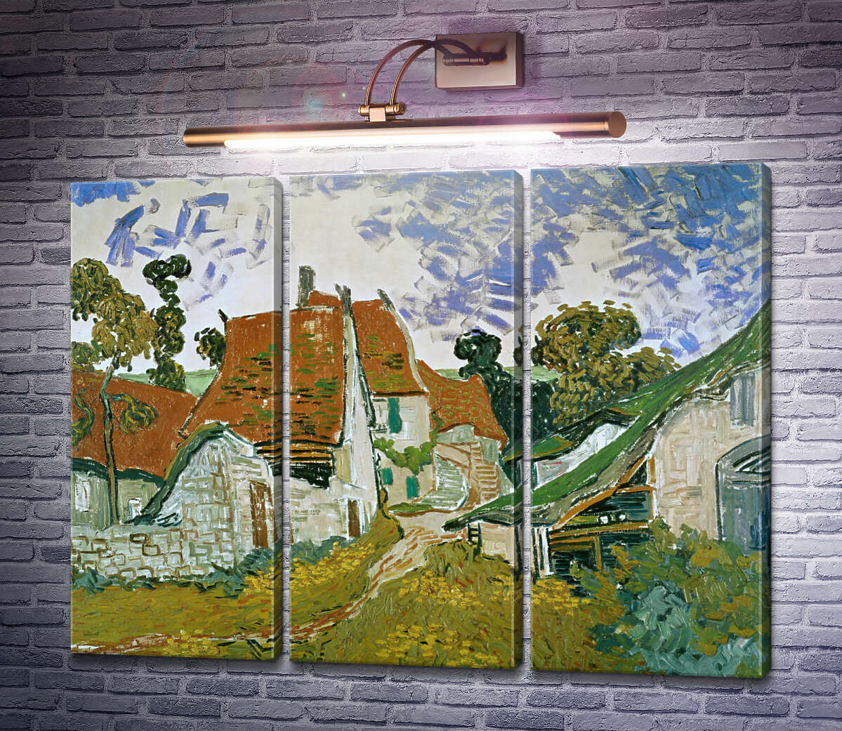Модульна картина Сільська вулиця в Овері (Village Street in Auvers), 1890 (Модуль №2) Вінсент Ван Гог
