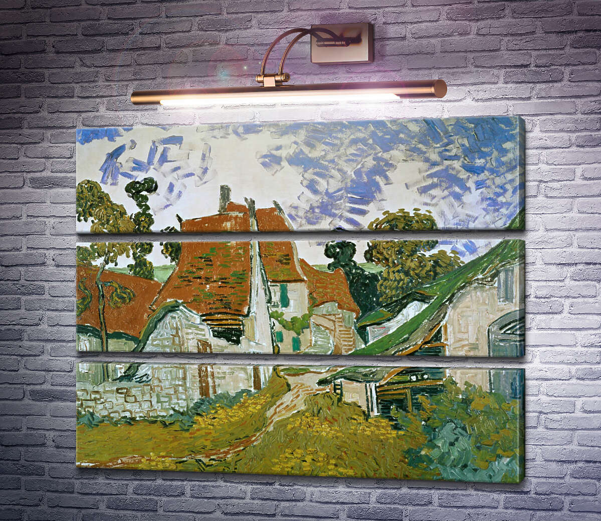 Модульная картина Сельская улица в Овере (Village Street in Auvers), 1890 (Модуль №15) Винсент Ван Гог Модульная картина Сельская улица в Овере (Village Street in Auvers), 1890 (Модуль №15) Винсент Ван Гог