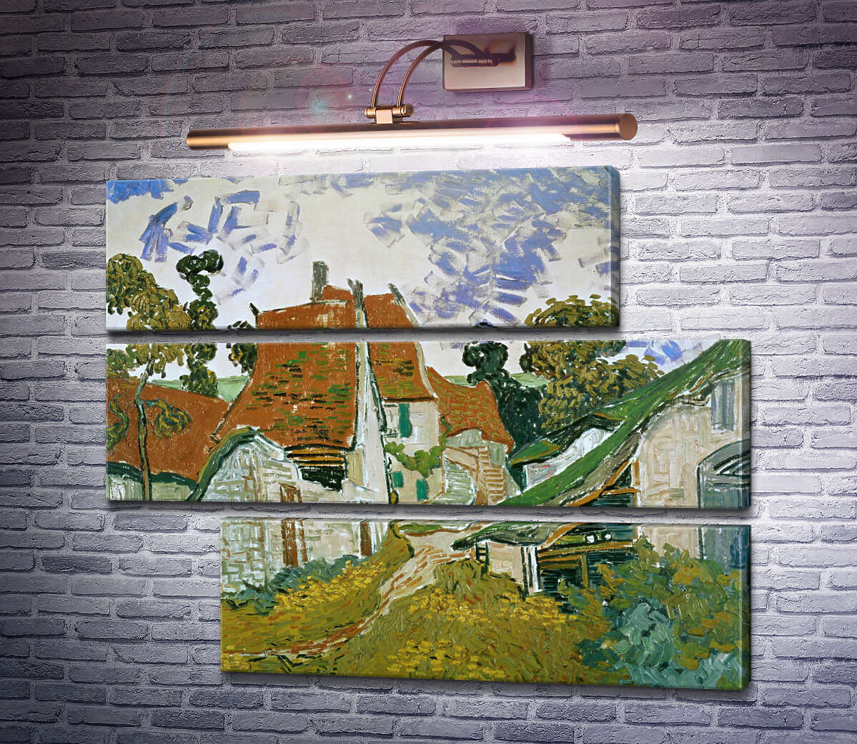 Модульна картина Сільська вулиця в Овері (Village Street in Auvers), 1890 (Модуль №16) Вінсент Ван Гог