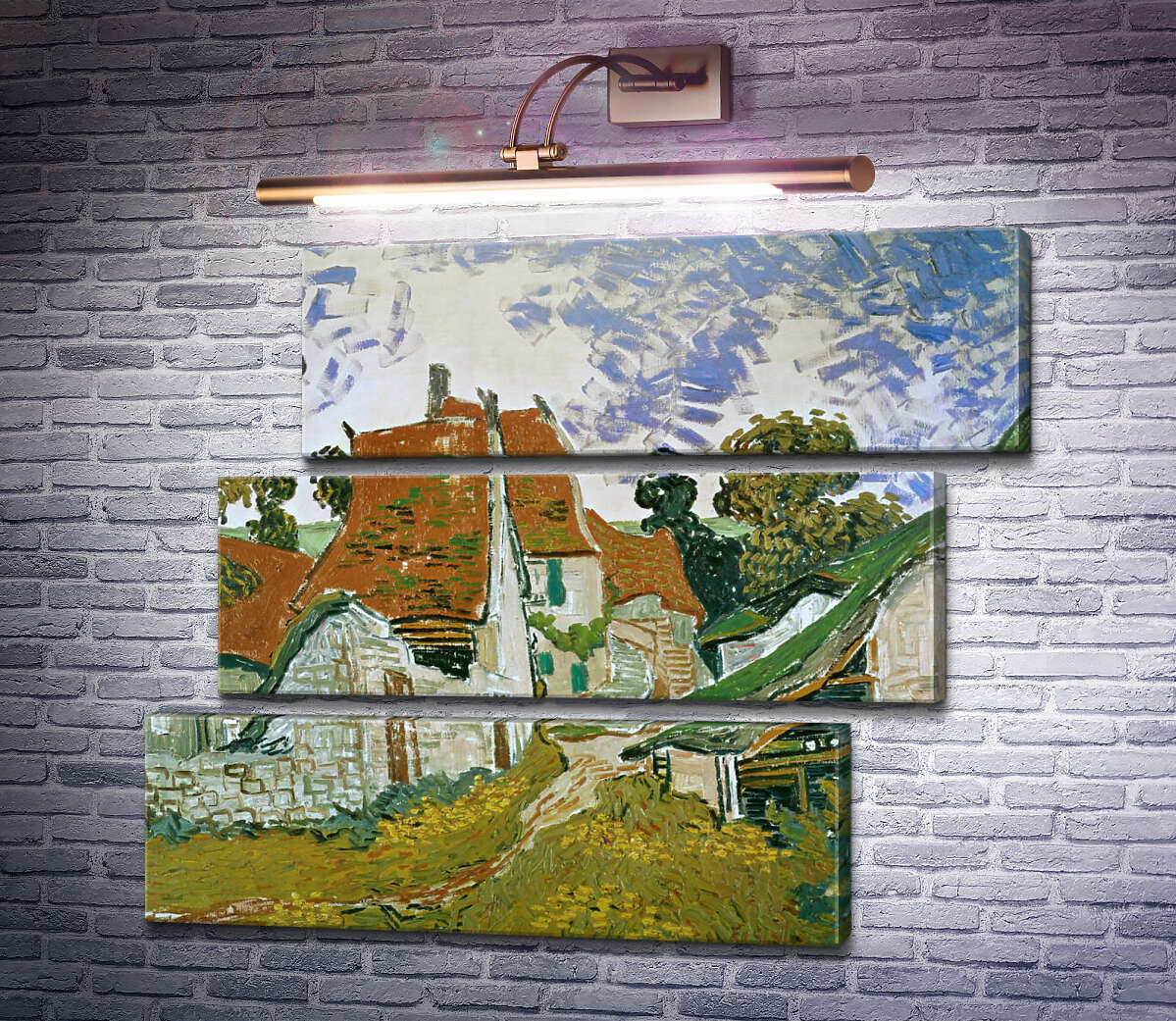Модульная картина Сельская улица в Овере (Village Street in Auvers), 1890 (Модуль №17) Винсент Ван Гог