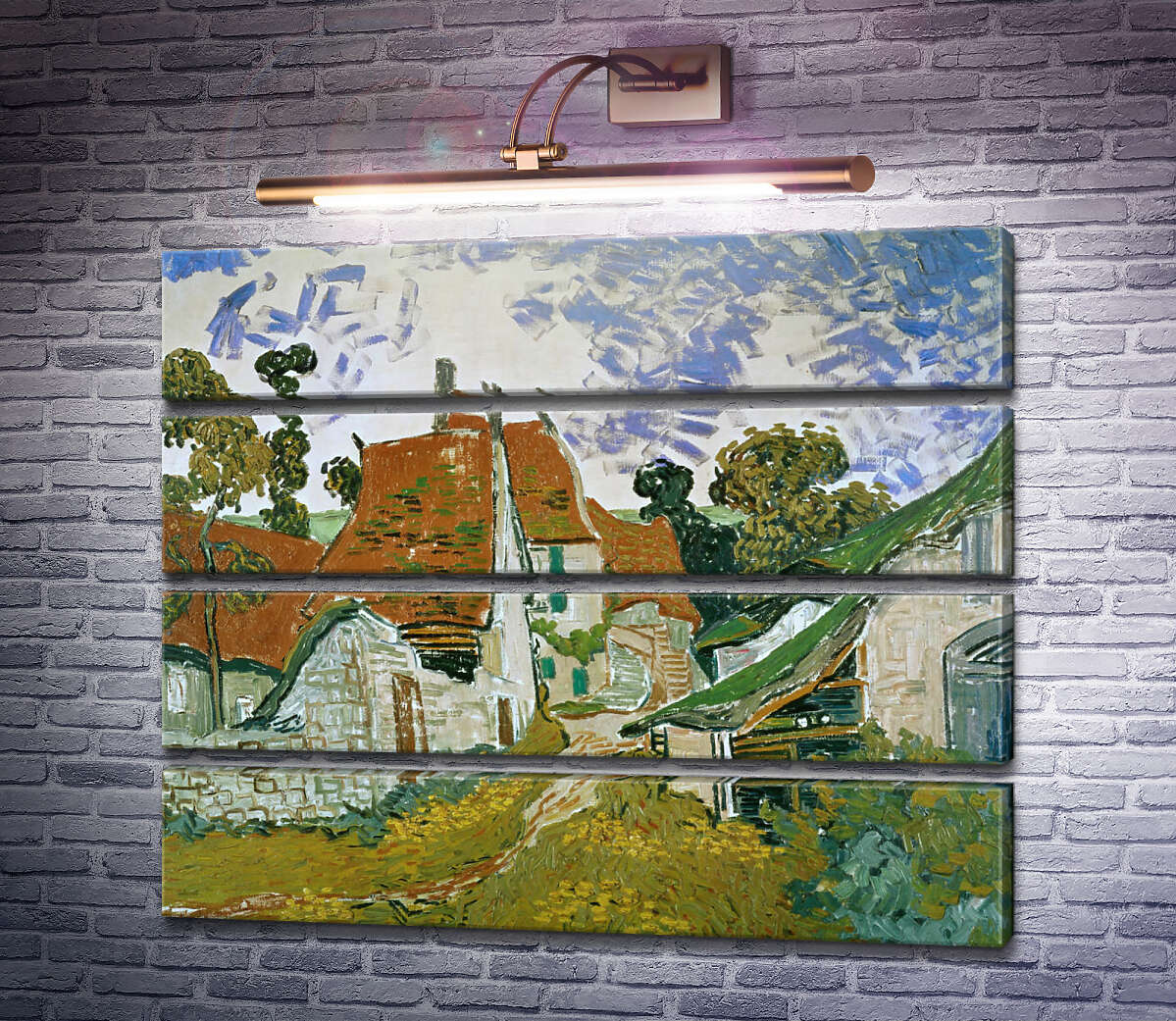 Модульна картина Сільська вулиця в Овері (Village Street in Auvers), 1890 (Модуль №22) Вінсент Ван Гог