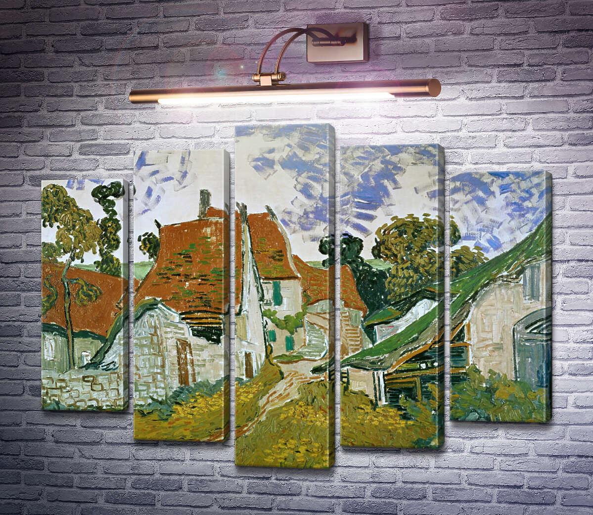 Модульна картина Сільська вулиця в Овері (Village Street in Auvers), 1890 (Модуль №4) Вінсент Ван Гог Модульна картина Сільська вулиця в Овері (Village Street in Auvers), 1890 (Модуль №4) Вінсент Ван Гог